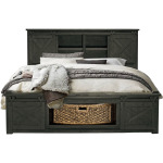 CAL-KING BED – STORAGE HEADBOARD W/ ROTATING STORAGE