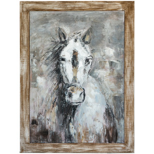 HAND PAINTED FRMED WHITE HORSE
