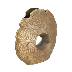 Gold Leaf-Inspired Aluminum Vase