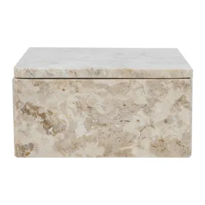 Rectangular Marble Storage Box with Natural Cream Finish