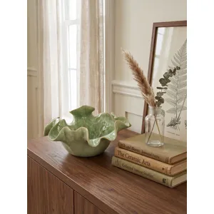 Sage Ruffled Ceramic Bowl