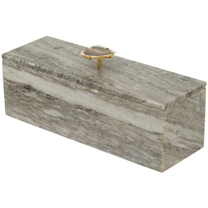 AGATE HANDLED GREY MARBLE BOX