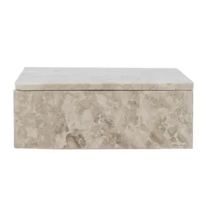 Rectangular Marble Storage Box with Natural Cream Finish