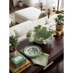 Sage Ruffled Ceramic Bowl