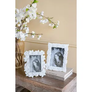 4X6 White Flower Photo Frame