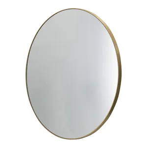 Gold Wooden Circle Accent Mirror