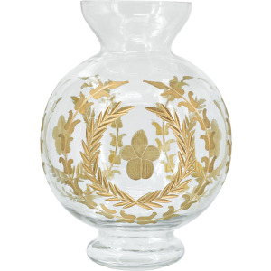 TALL CLEAR & GOLD FLORAL VASE