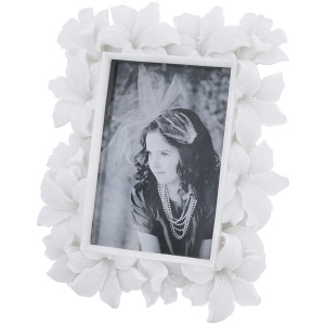 4X6 White Flower Photo Frame