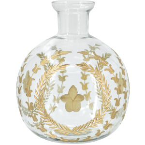 ROUND CLEAR & GOLD FLORAL VASE