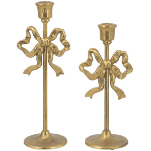 11" GOLD BOW CANDLESTICK HLDR