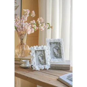 4X6 White Flower Photo Frame