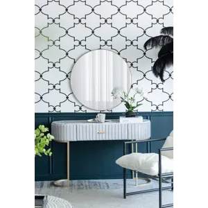 Gold Wooden Circle Accent Mirror
