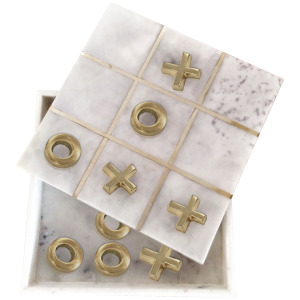 Tic Tac Toe Marble Box WITH Brass