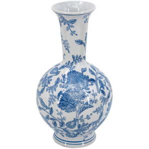 Blue & White Motif Bottle Vase