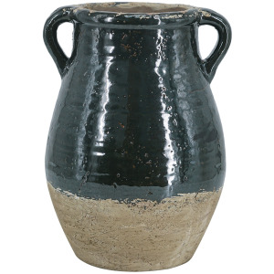 Green Terracotta Accent Vase with Small Handles