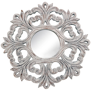 INTRICATE ANTQ WHITE MIRROR