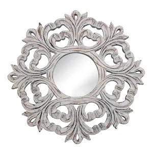 INTRICATE ANTQ WHITE MIRROR