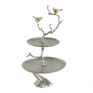 SILVER BRANCH 2-TIER TRAY**