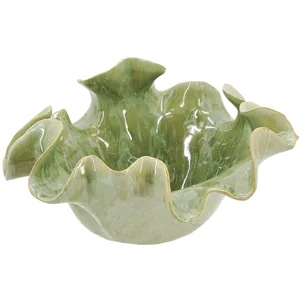 Sage Ruffled Ceramic Bowl