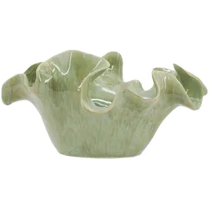 Sage Ruffled Ceramic Bowl