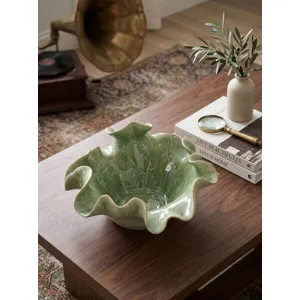 Sage Ruffled Ceramic Bowl