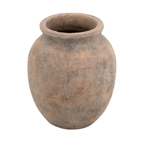 Round Terracotta Vase with Earthy Texture