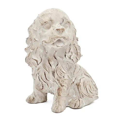 Sitting Cocker Spaniel Figurine with Natural Beige Finish