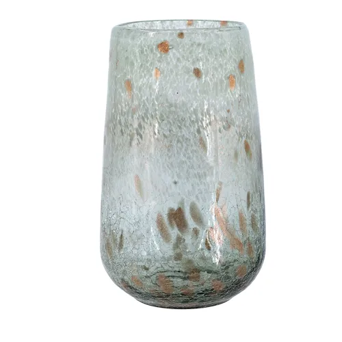 Decorative Glass Vase with Smoked Gray & Brown Design