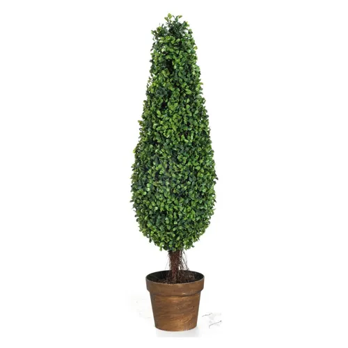 Tall Artificial Boxwood Tree in Brown Pot