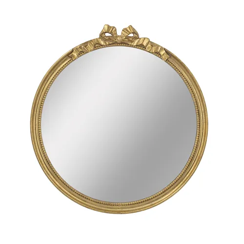 Round Wall Mirror with Ornate Gold Frame