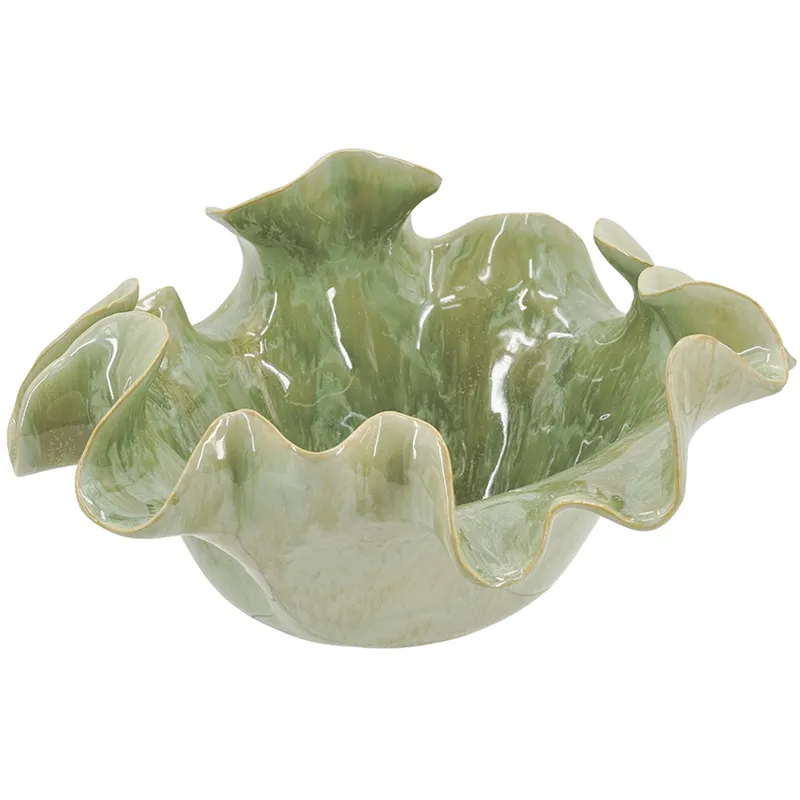 Sage Ruffled Ceramic Bowl