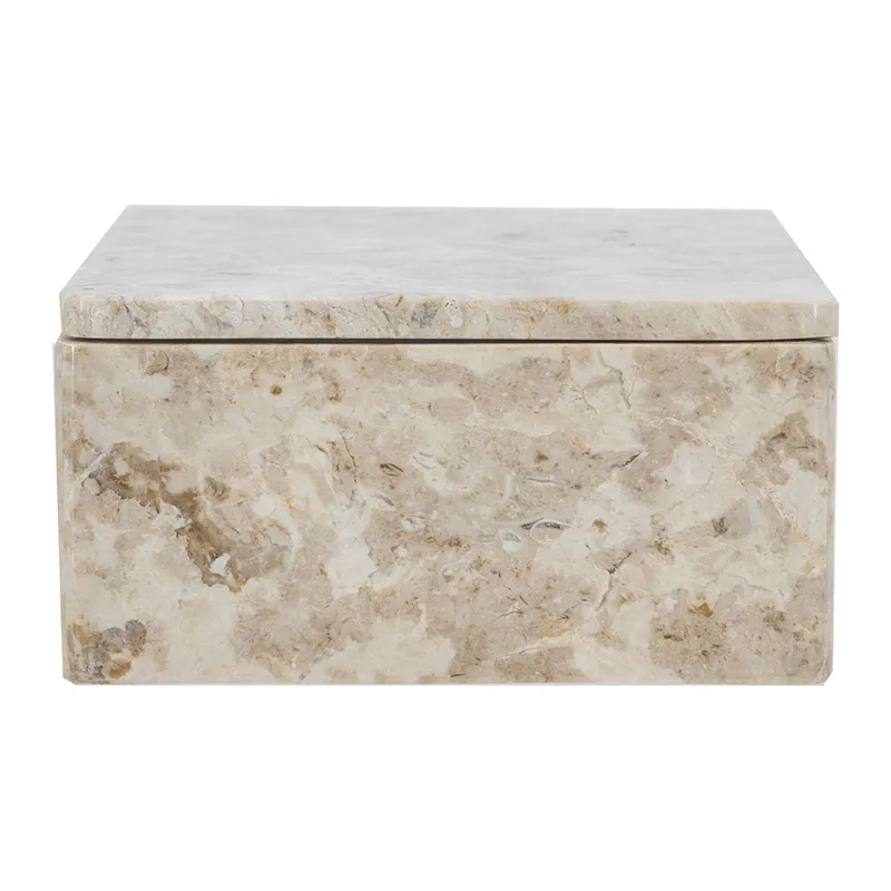 Rectangular Marble Storage Box with Natural Cream Finish