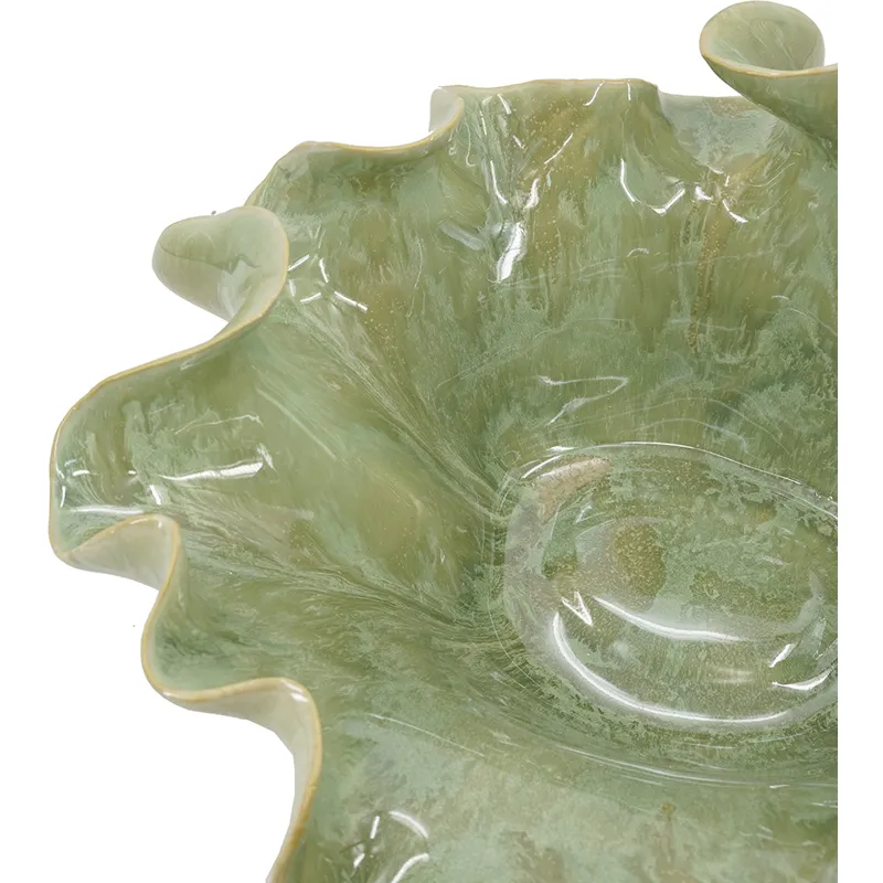 Sage Ruffled Ceramic Bowl