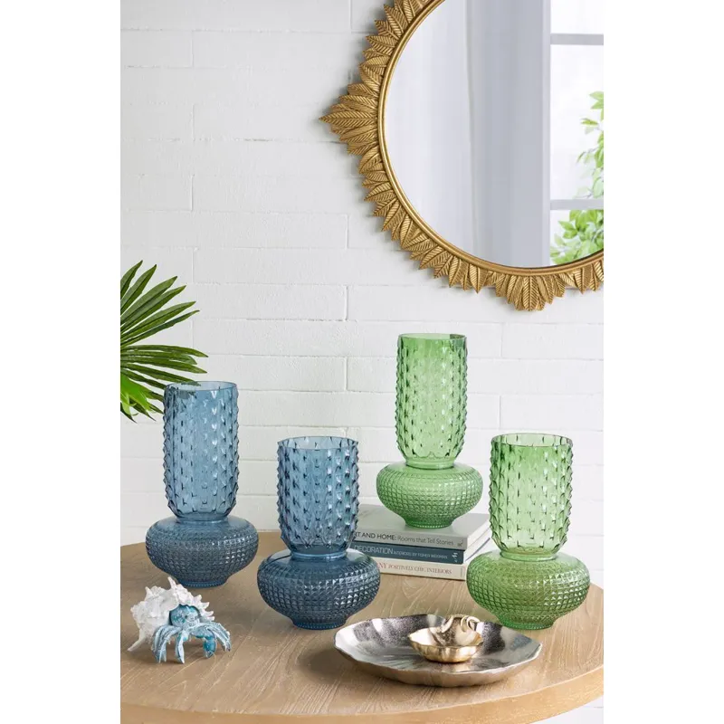 Green Textured Glass Vase
