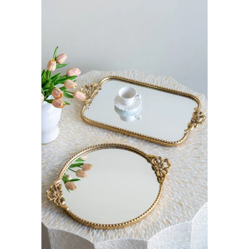 Ornate Gold Mirror Tray