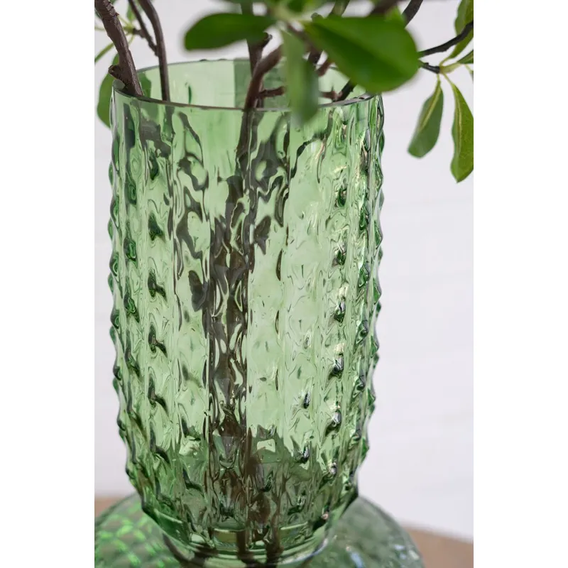 Green Textured Glass Vase
