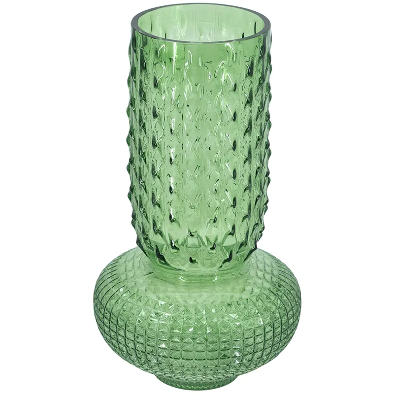 Green Textured Glass Vase