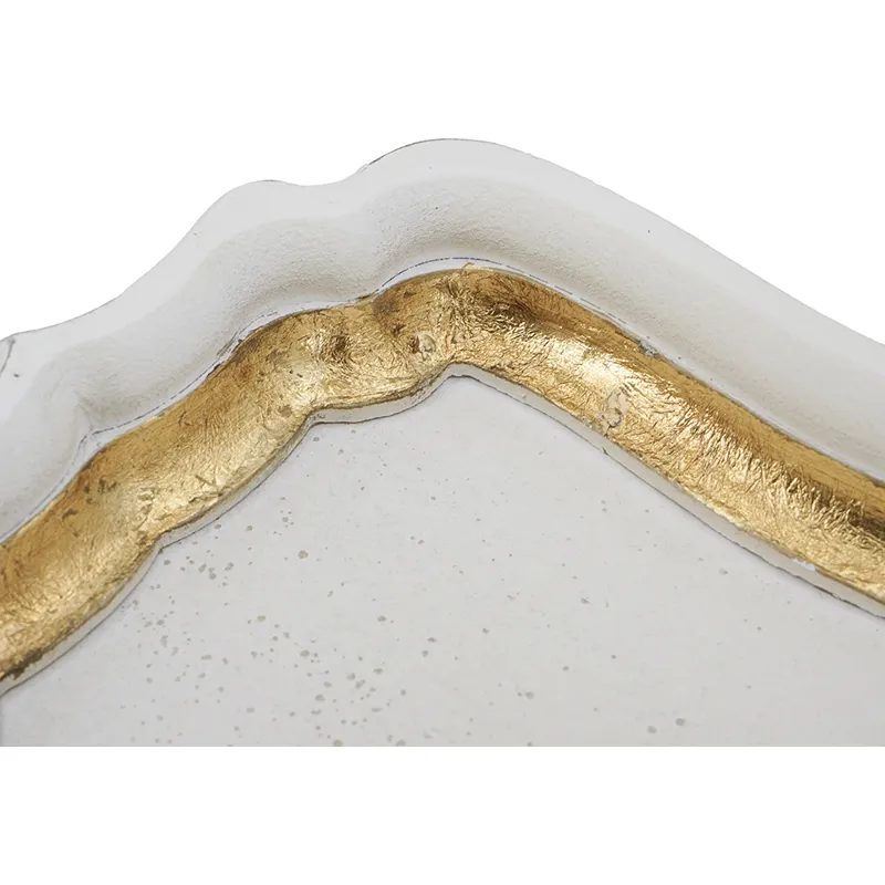 Gold &amp; White Wood Tray