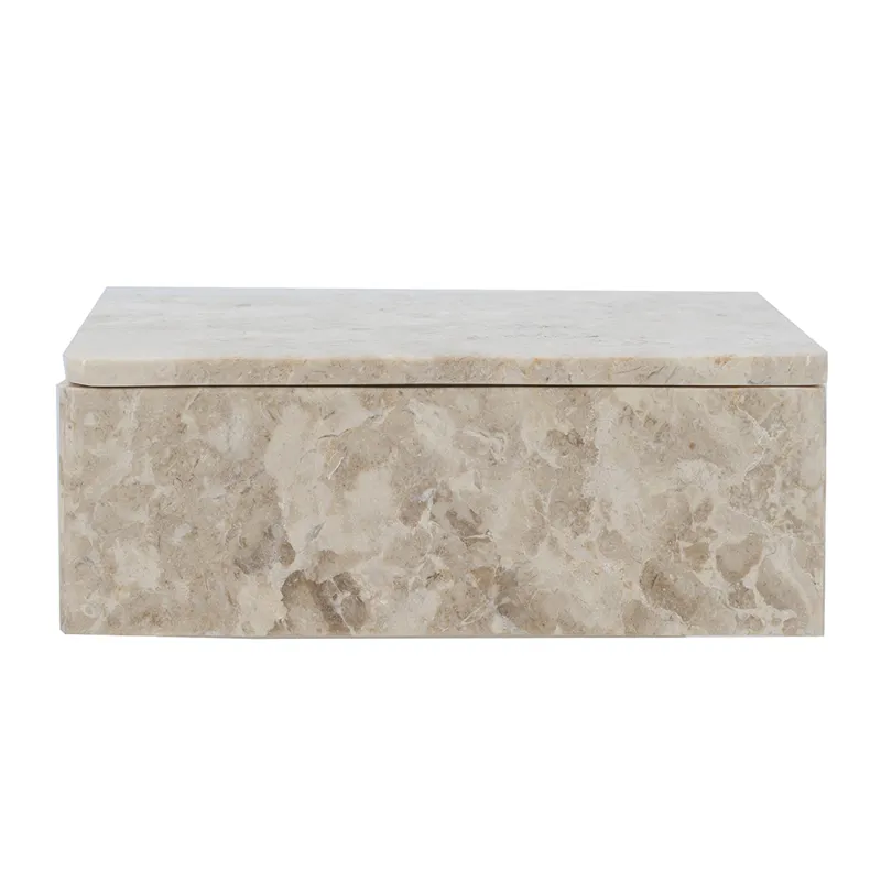 Rectangular Marble Storage Box with Natural Cream Finish