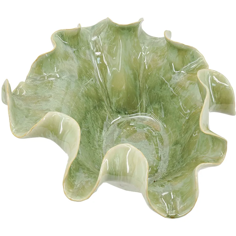 Sage Ruffled Ceramic Bowl