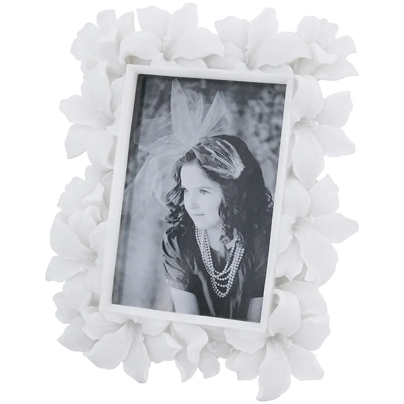 4X6 White Flower Photo Frame