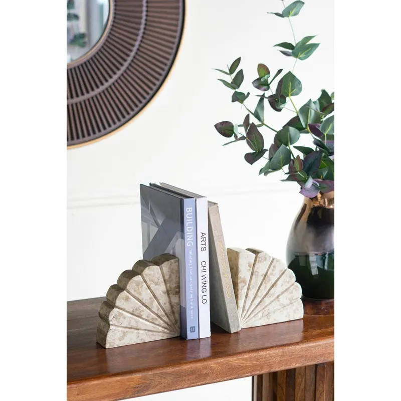 Cream Marble Fan Bookend