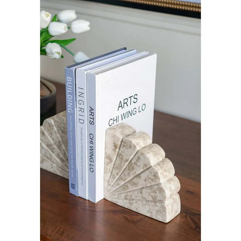 Cream Marble Fan Bookend