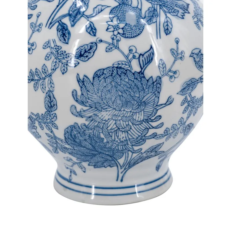 Blue &amp; White Motif Bottle Vase