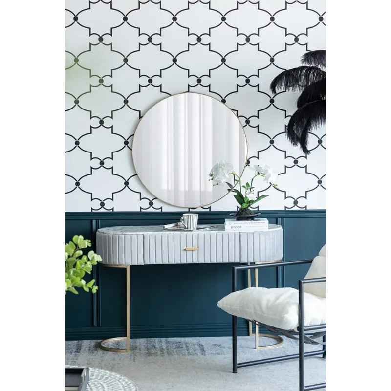 Gold Wooden Circle Accent Mirror