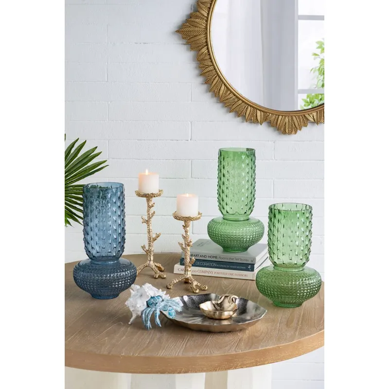 Green Textured Glass Vase