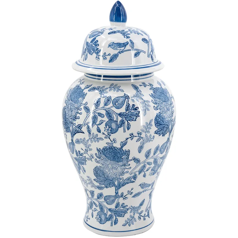 Blue &amp; White Motif Ginger Jar