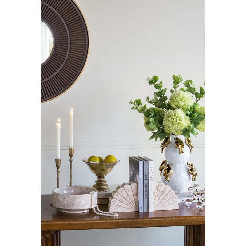 Cream Marble Fan Bookend
