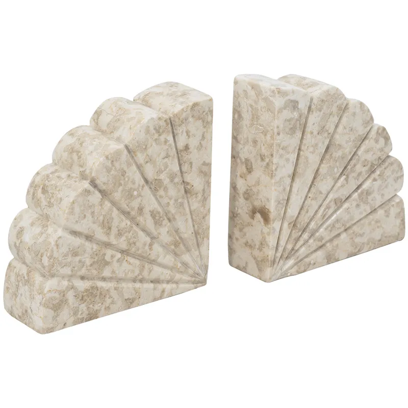 Cream Marble Fan Bookend