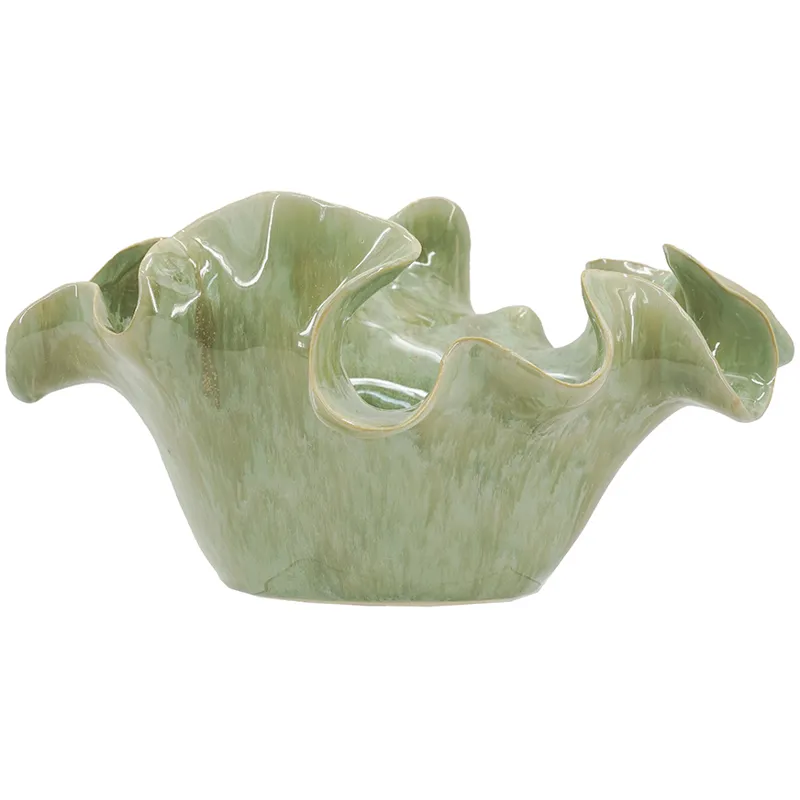 Sage Ruffled Ceramic Bowl